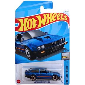 العجلات الساخنة - ألفا روميو GTV6 3.0 - مصنع جديد 8/10 - HTF13 - بطاقة قصيرة - Blue Metallic - Mattel 2024-1: 64