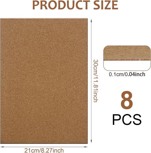 8 Pcs Cork Sheets Adhesive Cork Self-Adhesive Cork Sheets Cork Coasters Cork Tiles Sheets Cork Backing Sheets Mini Cork Board Wall Decoration Square Cork Backing for DIY Coasters Craft Accessories in Saudi Arabia