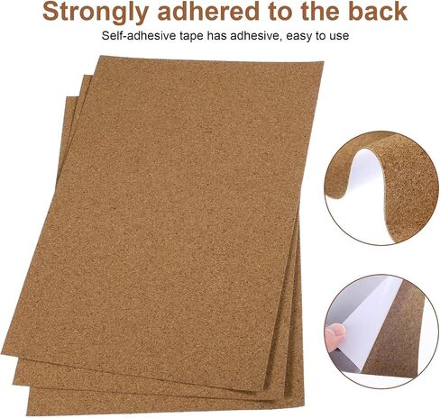 8 Pcs Cork Sheets Adhesive Cork Self-Adhesive Cork Sheets Cork Coasters Cork Tiles Sheets Cork Backing Sheets Mini Cork Board Wall Decoration Square Cork Backing for DIY Coasters Craft Accessories in Saudi Arabia