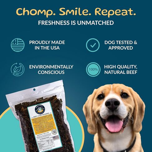 Beef Liver Dog Treats, 32 Ounce Bag - All-Natural, Sustainable, Healthy, High Protein, Hand-Trimmed, Slow-Roasted, Made in The USA, Nutritious, No Additives, No Fillers in Saudi Arabia