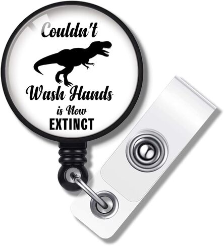 TOUNER Couldn't Wash Hands is Now Extinct Retractable ID Badge Holder Badge Reels with Clip Name Card Holders for Office Worker Doctor Nurse Volunteer Teacher Student Lab Technician in Saudi Arabia