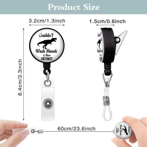 TOUNER Couldn't Wash Hands is Now Extinct Retractable ID Badge Holder Badge Reels with Clip Name Card Holders for Office Worker Doctor Nurse Volunteer Teacher Student Lab Technician in Saudi Arabia