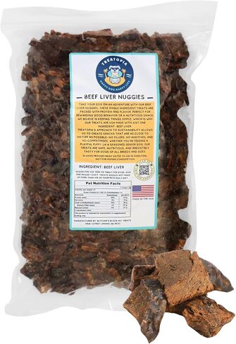 Beef Liver Dog Treats, 32 Ounce Bag - All-Natural, Sustainable, Healthy, High Protein, Hand-Trimmed, Slow-Roasted, Made in The USA, Nutritious, No Additives, No Fillers in Saudi Arabia