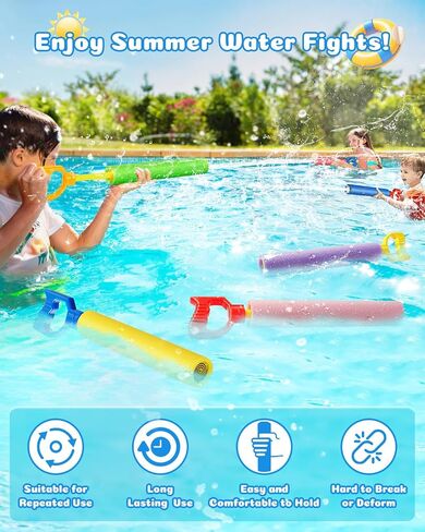 LQYoyz Water Guns, 40 Ft Water Squirter Toys Foam Soakers Blaster Guns Outdoor Swimming Pool Beach Summer Party Water Toys for Kid Age 3-12 Teens Adults-6 Pack in Saudi Arabia