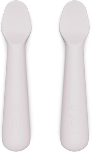 Lalo Little Spoon Set - 2 Piece Baby Spoons Set for Infants & Babies - Made From Food Grade Silicone Dishwasher Safe - Baby Feeding Essentials for Early Stage Mealtime - Olive in Kuwait