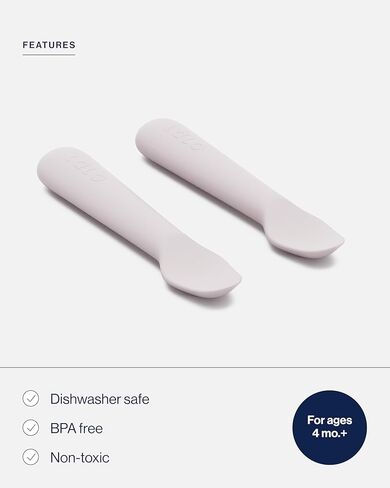 Lalo Little Spoon Set - 2 Piece Baby Spoons Set for Infants & Babies - Made From Food Grade Silicone Dishwasher Safe - Baby Feeding Essentials for Early Stage Mealtime - Olive in Kuwait