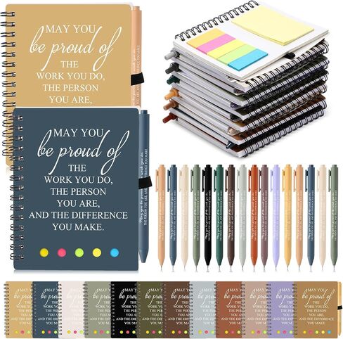 48 PCS/ 24 مجموعة تقدير الموظف هدية معلم المتطوع الملهمة A6 SPOONTER NOTERS Ballpoint Pen Journal Notepad for Cowhort in Kuwait