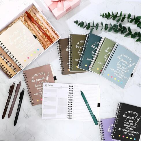 48 PCS/ 24 مجموعة تقدير الموظف هدية معلم المتطوع الملهمة A6 SPOONTER NOTERS Ballpoint Pen Journal Notepad for Cowhort in Kuwait