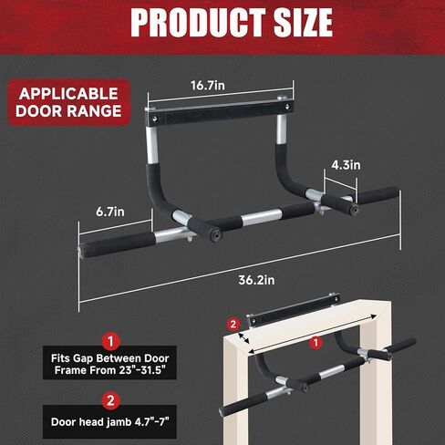 leikefitness Pull-Up Bar For Door Frame Adjustable Portable Upper Body Fitness Workout For Home Gyms (AB7000) in Kuwait