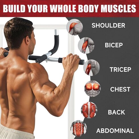 leikefitness Pull-Up Bar For Door Frame Adjustable Portable Upper Body Fitness Workout For Home Gyms (AB7000) in Kuwait