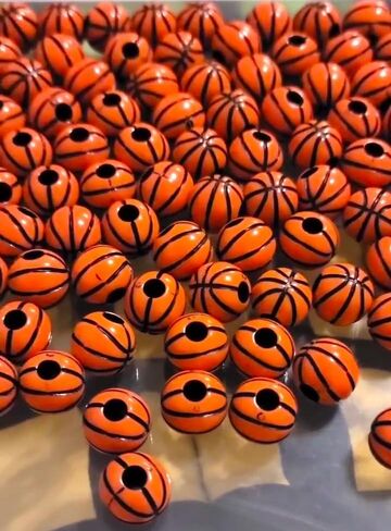 Iconikal 240-Count Acrylic Beads, 12mm Round Plastic Craft Beads for Bracelets, Necklaces, Keychains & Lanyards (Baseball) in Kuwait
