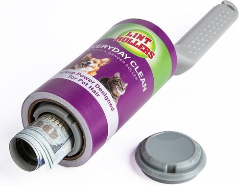 Meejune Lint Roller with Hidden Storage Compartment - Diversion Safe for Keys, Cash & Jewelry - Portable Secret Safe for Home and Travel Use - Green in Saudi Arabia