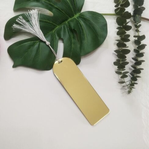 10pcs Acrylic Mirrored Bookmark Banks, Mirror Planner Bookmarks,Acrylic Blank Bookmark with Mini Bookmark Tassels for DIY Projects and Present Tags (Gold Mirror) in Saudi Arabia