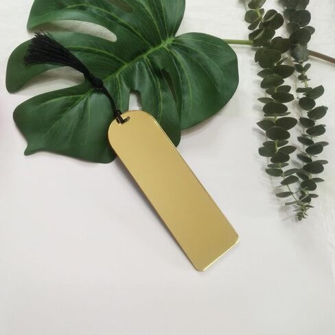 10pcs Acrylic Mirrored Bookmark Banks, Mirror Planner Bookmarks,Acrylic Blank Bookmark with Mini Bookmark Tassels for DIY Projects and Present Tags (Gold Mirror) in Saudi Arabia
