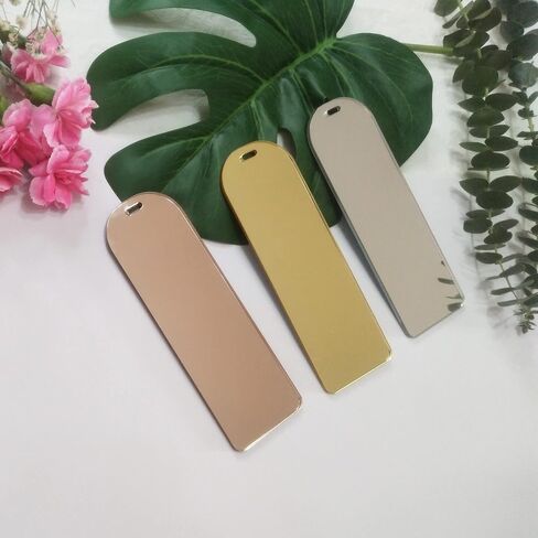 10pcs Acrylic Mirrored Bookmark Banks, Mirror Planner Bookmarks,Acrylic Blank Bookmark with Mini Bookmark Tassels for DIY Projects and Present Tags (Gold Mirror) in Saudi Arabia