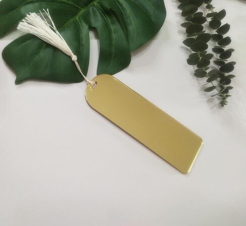10pcs Acrylic Mirrored Bookmark Banks, Mirror Planner Bookmarks,Acrylic Blank Bookmark with Mini Bookmark Tassels for DIY Projects and Present Tags (Gold Mirror) in Saudi Arabia
