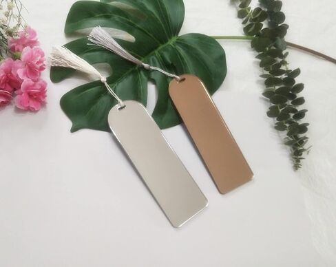 10pcs Acrylic Mirrored Bookmark Banks, Mirror Planner Bookmarks,Acrylic Blank Bookmark with Mini Bookmark Tassels for DIY Projects and Present Tags (Gold Mirror) in Saudi Arabia