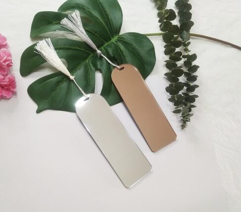 10pcs Acrylic Mirrored Bookmark Banks, Mirror Planner Bookmarks,Acrylic Blank Bookmark with Mini Bookmark Tassels for DIY Projects and Present Tags (Gold Mirror) in Saudi Arabia