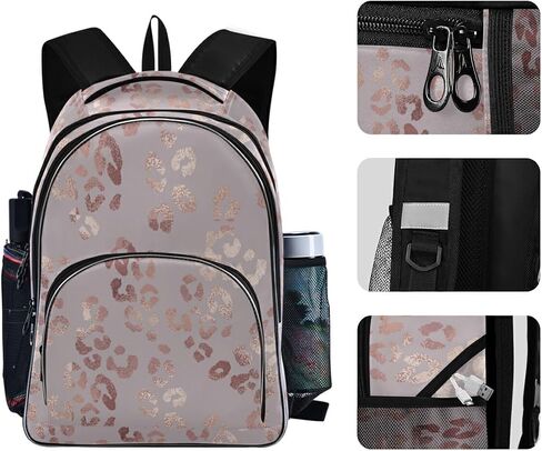 حقيبة ظهر للأزياء للنساء Girl Rose Gold Leopard Schoolbag Propack Backbags Bag Bag Daypack Rucksack للطلاب المراهقين للأطفال in Kuwait