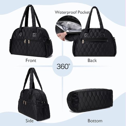 Diaper Bag Tote, 12 Pockets, Insulated & Waterproof Pockets, Black in Saudi Arabia