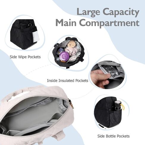 Diaper Bag Tote, 12 Pockets, Insulated & Waterproof Pockets, Black in Saudi Arabia