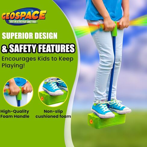 Geospace Jumparoo Deluxe LED Bungee Boing Foam Bouncing Toy - The Squeakiest, Easiest Pogo Ever! for Kids 3 Years & Up in Saudi Arabia