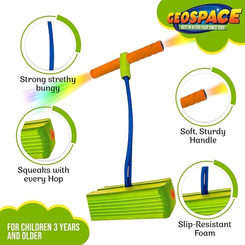Geospace Jumparoo Deluxe LED Bungee Boing Foam Bouncing Toy - The Squeakiest, Easiest Pogo Ever! for Kids 3 Years & Up in Saudi Arabia