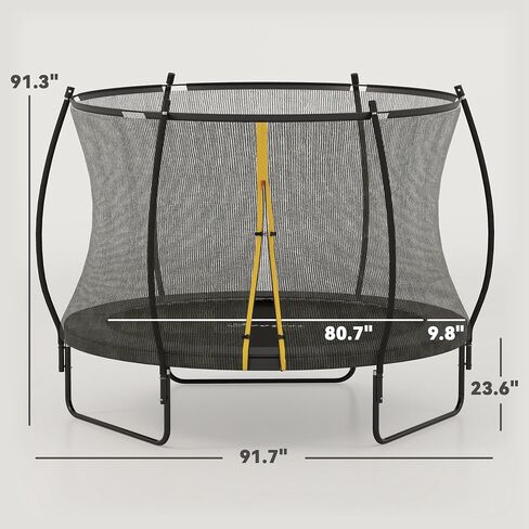 Soozier 8ft/10ft trampoline في الهواء الطلق ، الترامبولين الترفيهي مع صافي العلبة ، أعمدة منحنية وغطاء ربيع السلامة للبالغين ، ASTM المعتمدة in Saudi Arabia