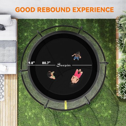 Soozier 8ft/10ft trampoline في الهواء الطلق ، الترامبولين الترفيهي مع صافي العلبة ، أعمدة منحنية وغطاء ربيع السلامة للبالغين ، ASTM المعتمدة in Saudi Arabia