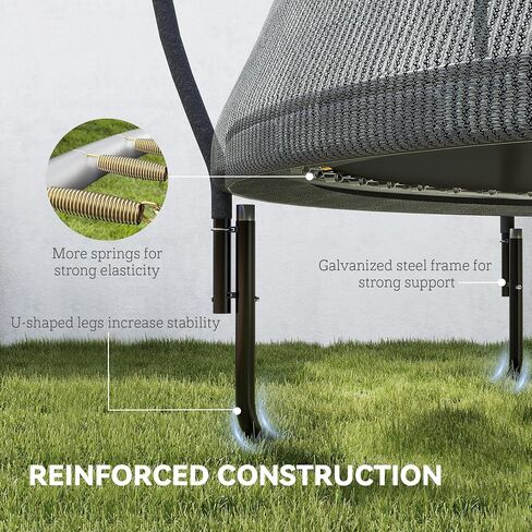 Soozier 8ft/10ft trampoline في الهواء الطلق ، الترامبولين الترفيهي مع صافي العلبة ، أعمدة منحنية وغطاء ربيع السلامة للبالغين ، ASTM المعتمدة in Saudi Arabia
