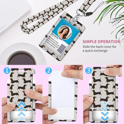Retractable ID Badge Holder with Breakaway Lanyard, Cute Badge Reel and Clip for Women, Teachers, Nurses, Students, Office (Cute Dachshund Dog) in Kuwait