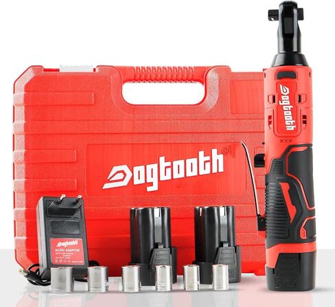 dogtooth Cordless Electric Ratchet Wrench Set, 35 Ft-lbs, 300 RPM, 16.8V Cordless Ratchet Wrench 3/8", fast Charger, 6 Sockets, 1-Pack 1500mAh Lithium-Ion Batteries, Variable Speed Trigger in Kuwait