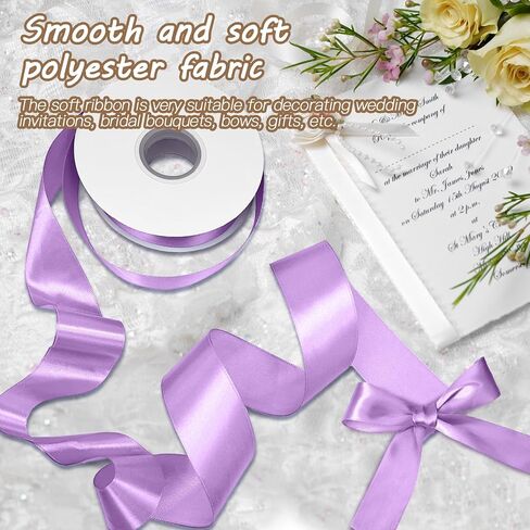 Biaungdo Light Purple Satin Ribbon 1-1/2 Inch, 60 Yards Silk Ribbon for Gift Wrapping, Silky Polyester Fabric for Crafts Wedding Flower Bouquet Party Bows Making Decoration in Saudi Arabia