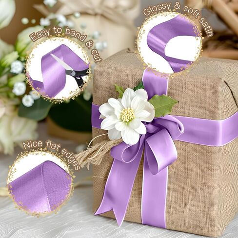 Biaungdo Light Purple Satin Ribbon 1-1/2 Inch, 60 Yards Silk Ribbon for Gift Wrapping, Silky Polyester Fabric for Crafts Wedding Flower Bouquet Party Bows Making Decoration in Saudi Arabia