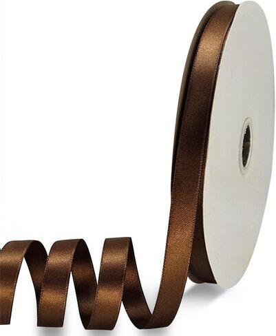 YEQIN Double Face Brown Satin Ribbon Satin 1/2 inch x Continuous 50 Metres Polyester Ribbon for Gift Wrapping Weddings Party Hair Bow Decorations Bows Bouquet Floral Arrangement and More in Saudi Arabia