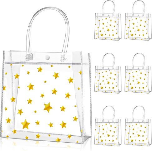 Aliceset 20 Pcs Clear Floral PVC Gift Bags with Handles Flower Rose Party Goodie Treat Bags for Tea Party Mother's Day Baby Shower Spring Birthday Bridal Shower, 8 x 8 x 3.15 Inch in Kuwait