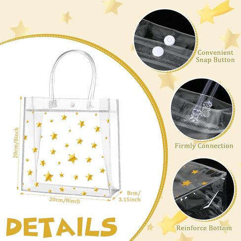 Aliceset 20 Pcs Clear Floral PVC Gift Bags with Handles Flower Rose Party Goodie Treat Bags for Tea Party Mother's Day Baby Shower Spring Birthday Bridal Shower, 8 x 8 x 3.15 Inch in Kuwait
