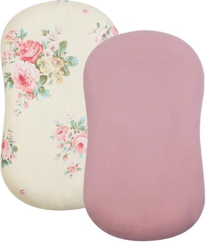 Baby Lounger Cover, Muslin Baby Nest Cover 2 Pack, 100% Cotton Newborn Lounger Cover, Infant Lounger Cover, Breathable Adjustable Slipcover for Boys Girls, Covers Only in Saudi Arabia
