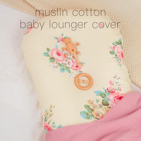Baby Lounger Cover, Muslin Baby Nest Cover 2 Pack, 100% Cotton Newborn Lounger Cover, Infant Lounger Cover, Breathable Adjustable Slipcover for Boys Girls, Covers Only in Saudi Arabia