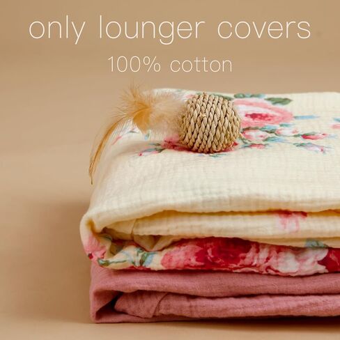 Baby Lounger Cover, Muslin Baby Nest Cover 2 Pack, 100% Cotton Newborn Lounger Cover, Infant Lounger Cover, Breathable Adjustable Slipcover for Boys Girls, Covers Only in Saudi Arabia