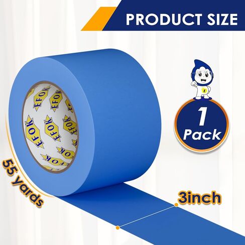 Blue Painters Tape 3 Inch Wide Bulk - Paint Tape 3 Inches x 55 Yards Painter's Tape Blue Masking Tape for Walls Painting Packing Automotive Home in Kuwait