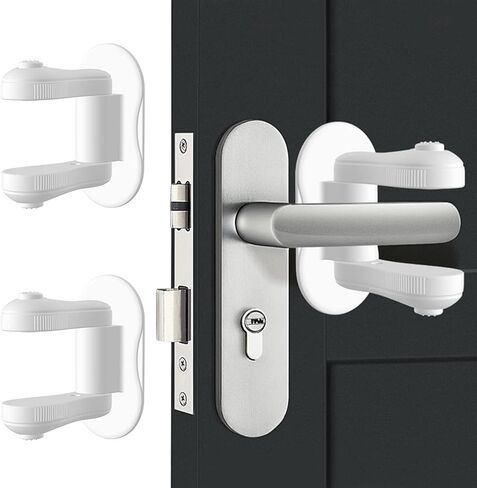 Child Proof Door Lever Lock - 2 Pack - Door Locks for Kids Safety - Door Knob Child Proof - Baby Proofing 3M Adhesive - Door Handle Child Proof - Baby Safety Locks for Toddlers in Saudi Arabia