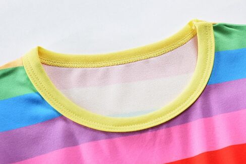 Tkria Toddler Girls Swing Dress Baby Girl Rainbow Dress Striped Fall Dress Cartoon Colourful Long Sleeve Casual Dressy 2-7T in Kuwait