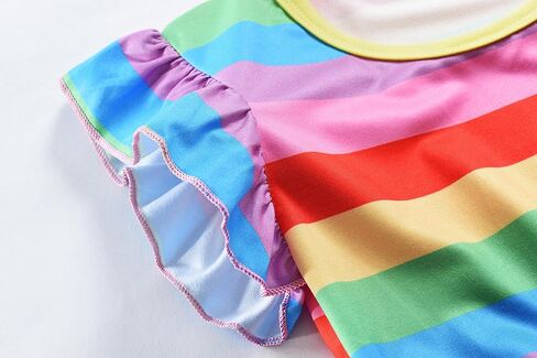 Tkria Toddler Girls Swing Dress Baby Girl Rainbow Dress Striped Fall Dress Cartoon Colourful Long Sleeve Casual Dressy 2-7T in Kuwait