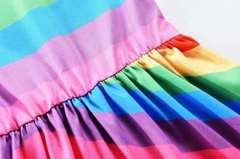 Tkria Toddler Girls Swing Dress Baby Girl Rainbow Dress Striped Fall Dress Cartoon Colourful Long Sleeve Casual Dressy 2-7T in Kuwait