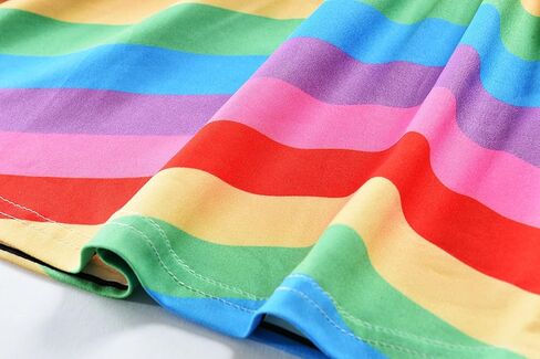 Tkria Toddler Girls Swing Dress Baby Girl Rainbow Dress Striped Fall Dress Cartoon Colourful Long Sleeve Casual Dressy 2-7T in Kuwait