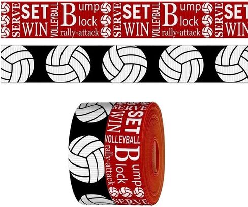 2 Rolls 5 Yards Sports Volleyball Ribbon for Crafting Sewing, 7/8 Inch Pink Grosgrain Ribbons for Gift Wrapping, Track Field Balls Ribbons for Hair Bow Cheerleader Accessories in Saudi Arabia