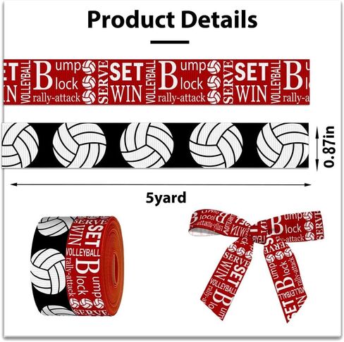 2 Rolls 5 Yards Sports Volleyball Ribbon for Crafting Sewing, 7/8 Inch Pink Grosgrain Ribbons for Gift Wrapping, Track Field Balls Ribbons for Hair Bow Cheerleader Accessories in Saudi Arabia