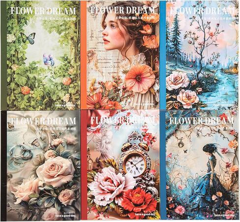 Alideco 180pcs Scrapbook Paper Vintage Flower Girl Butterfly Scrapbooking Paper for Journaling Supplies, Decorative Craft Paper for Junk Journals (huamengqiyuan) in Saudi Arabia