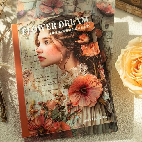 Alideco 180pcs Scrapbook Paper Vintage Flower Girl Butterfly Scrapbooking Paper for Journaling Supplies, Decorative Craft Paper for Junk Journals (huamengqiyuan) in Saudi Arabia